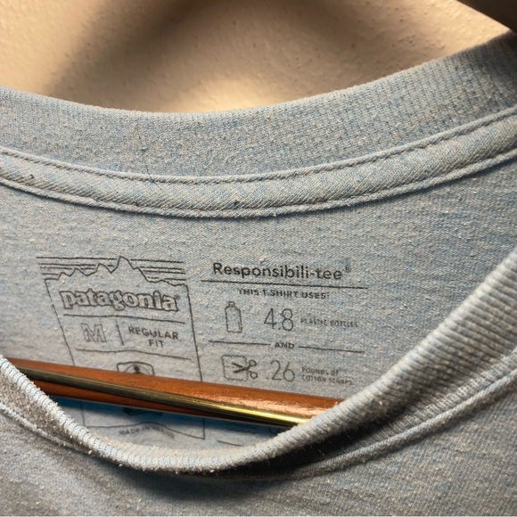 Patagonia Men's Light Blue Long Sleeve Tee - Picture 4 of 4